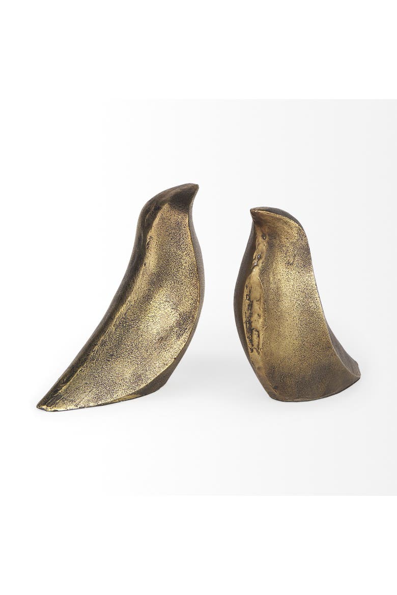 Dover Set of 2 Aluminum Dove Bookends, Alternate, color, Metallic Gold