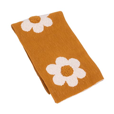 Cotton Knit Baby Blanket with Flower Prints, Multicolor