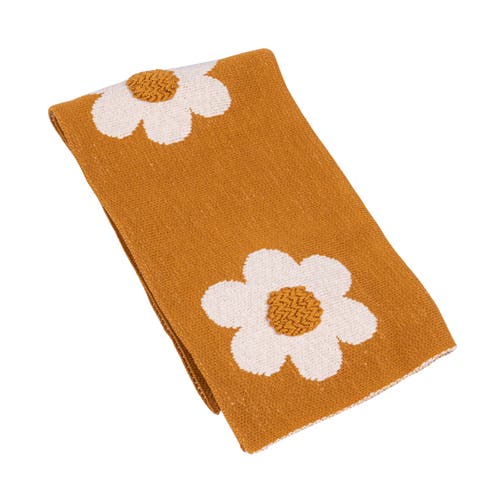 Storied Home Cotton Knit Baby Blanket With Flower Prints, Multicolor In Yellow