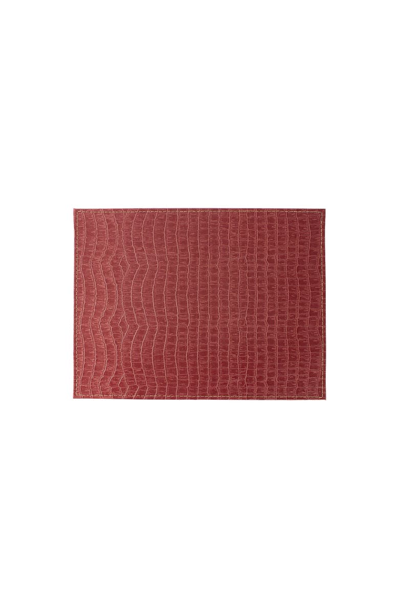 Davanti by  Crocodile Placemats Set of 6, Rectangular 16.5 x 12.5 Inch Indoor Outdoor Table Placemats, Main, color, Red