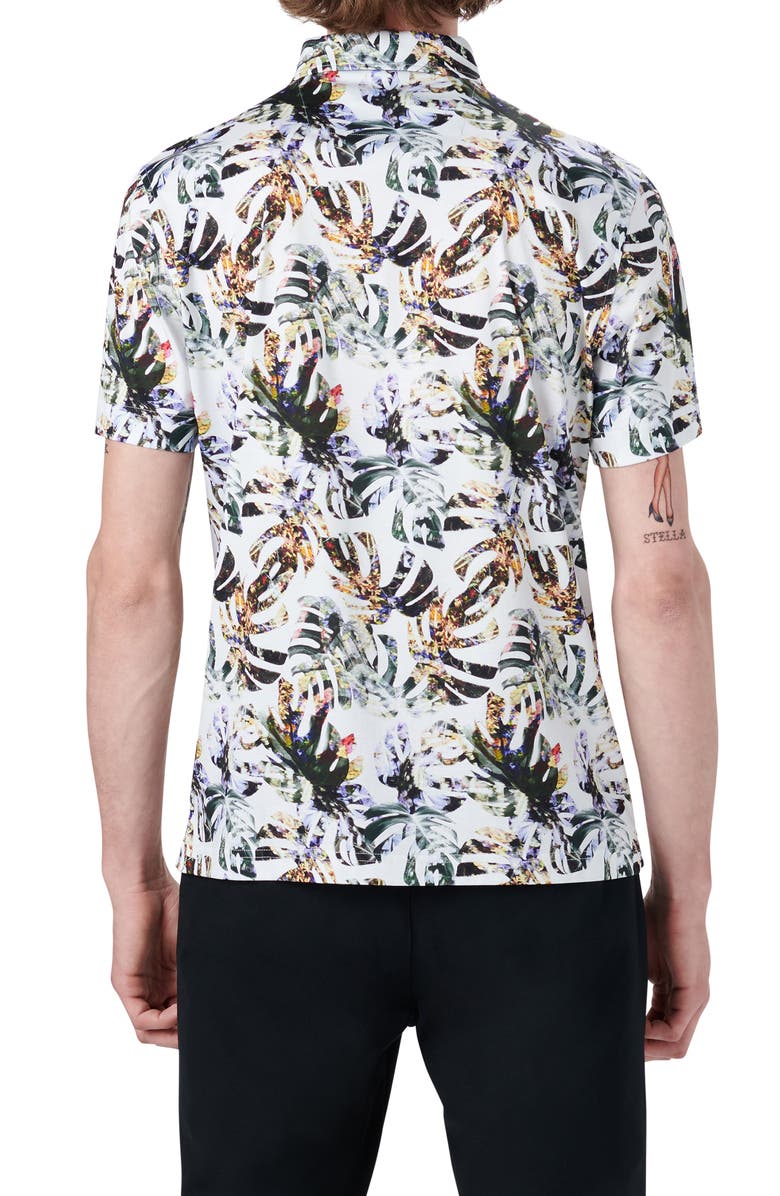 Bugatchi Hendrix Digital Palm Leaf Print Cotton Polo, Alternate, color,