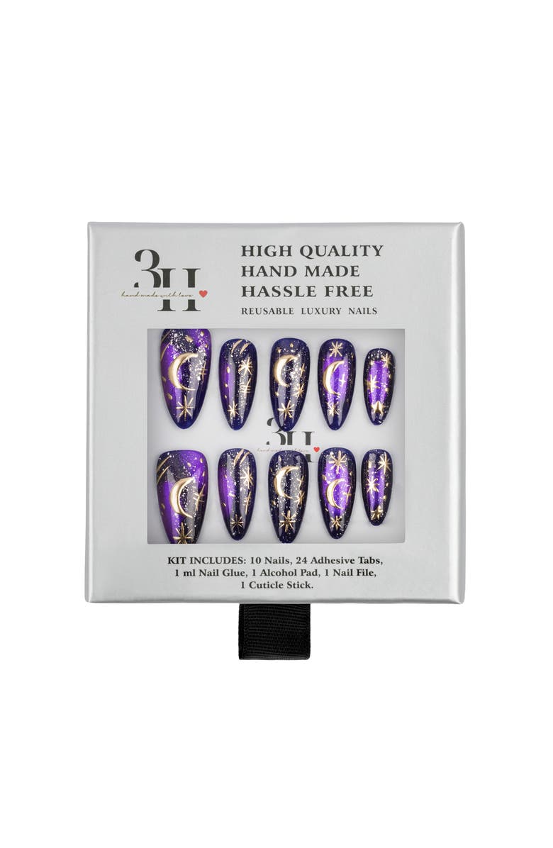 3H Nails Moonlit Magic Luxury Handmade Press On Nails, Main, color, Purple