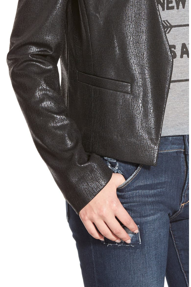 Foiled Blazer, Alternate, color, BLACK