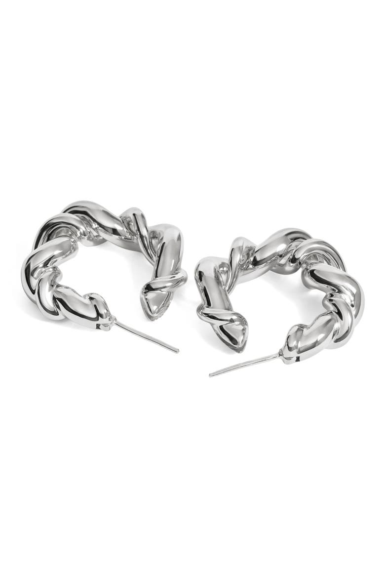 Ochre Large Hoop Earrings, Alternate, color, STERLING SILVER