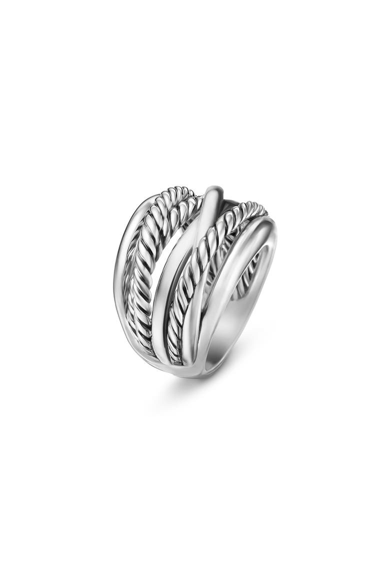 Crossover Wide Ring, Alternate, color, SILVER