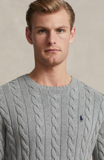 Cable Knit Cotton Crewneck Sweater