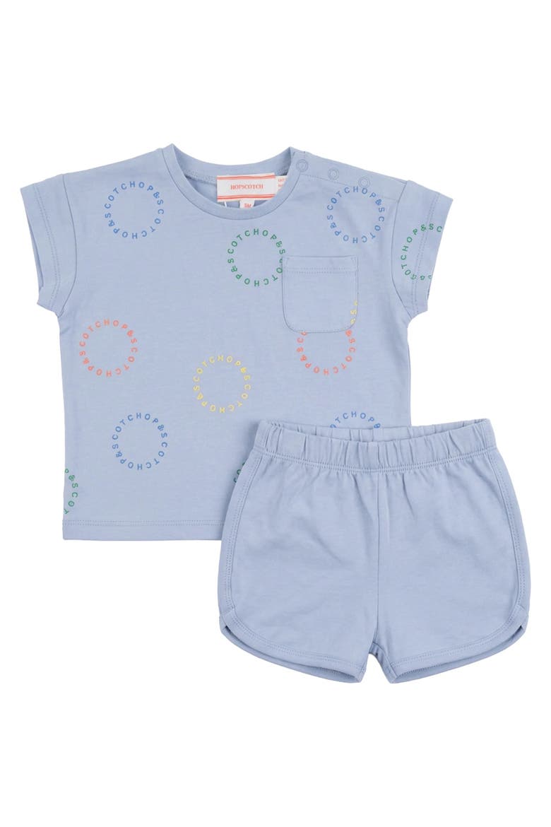 Pocket Tee Elastic Waist Shorts Set, Main, color, Ice Blue
