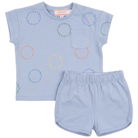 Pocket Tee Elastic Waist Shorts Set