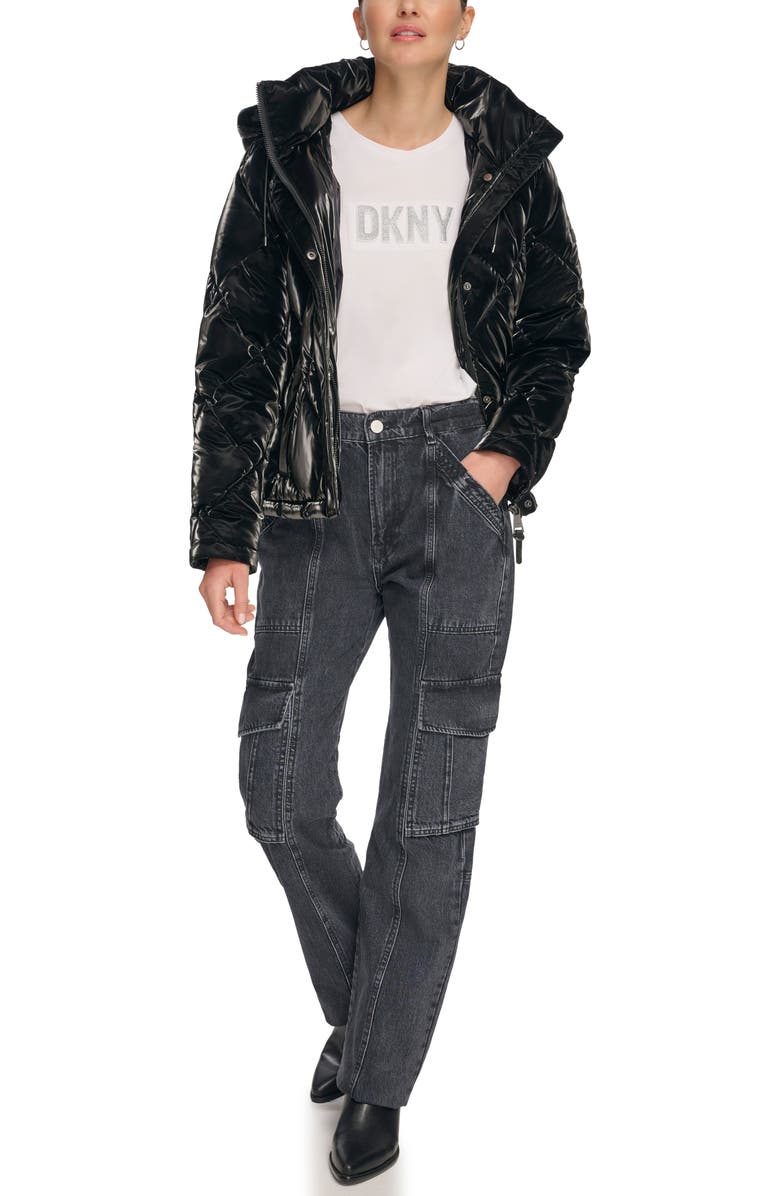 DKNY Diamond Quilt Water Resistant Puffer Jacket, Alternate, color, 