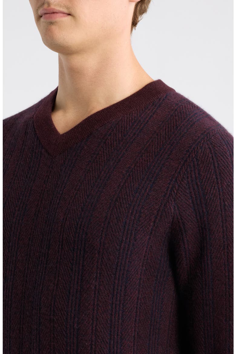 Lux Cashmere Sweater, Alternate, color, BURGUNDY - NAVY