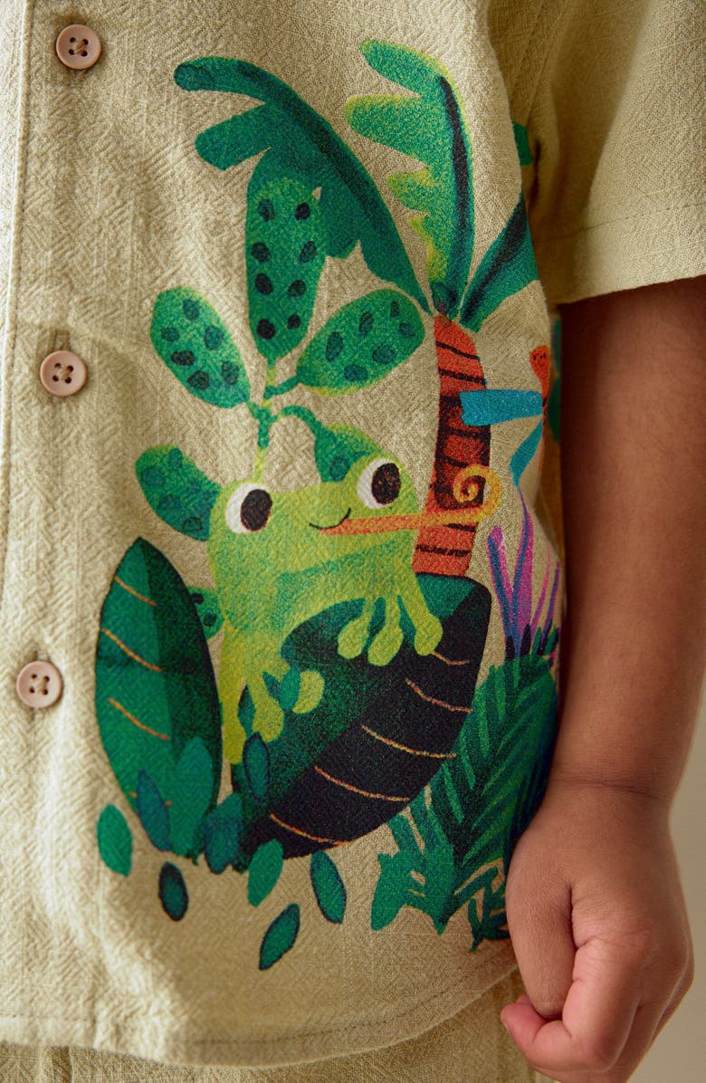 NEXT Kids' Jungle Print Camp Shirt & Shorts Set, Alternate, color, Jungle Print