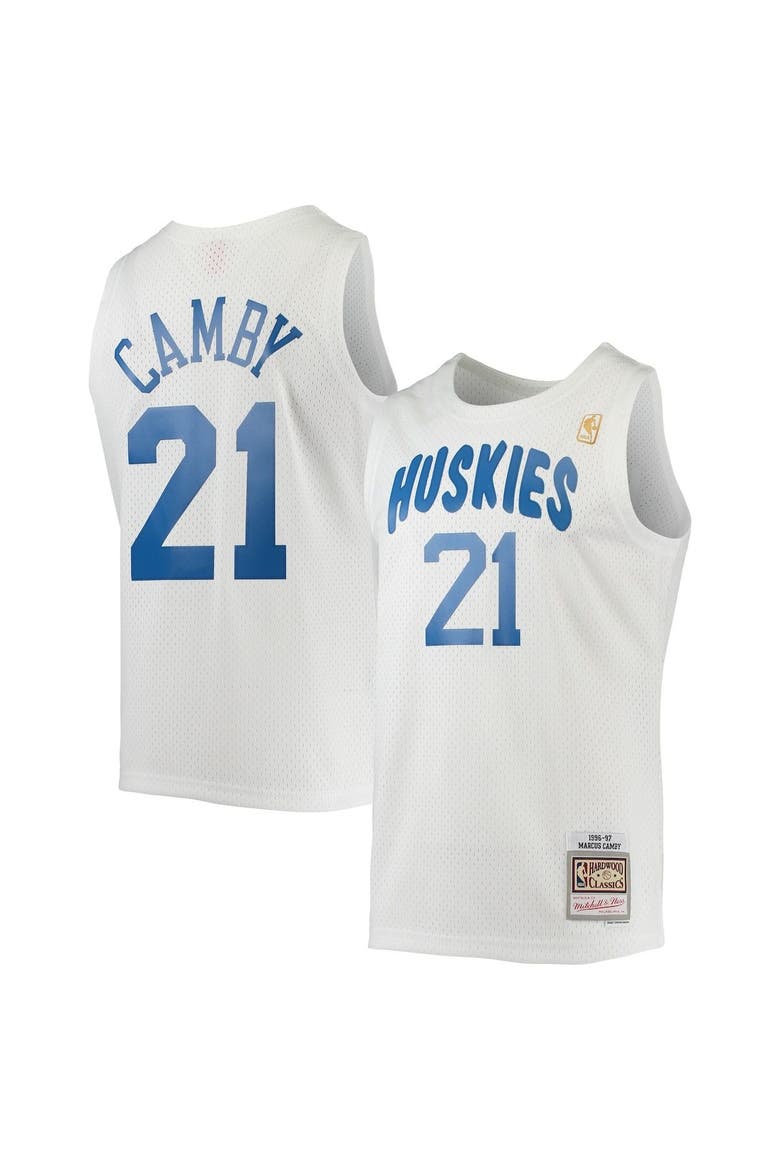 Men's Mitchell & Ness Marcus Camby White Toronto Raptors 1996/97 Hardwood Classics Swingman Jersey, Alternate, color, White