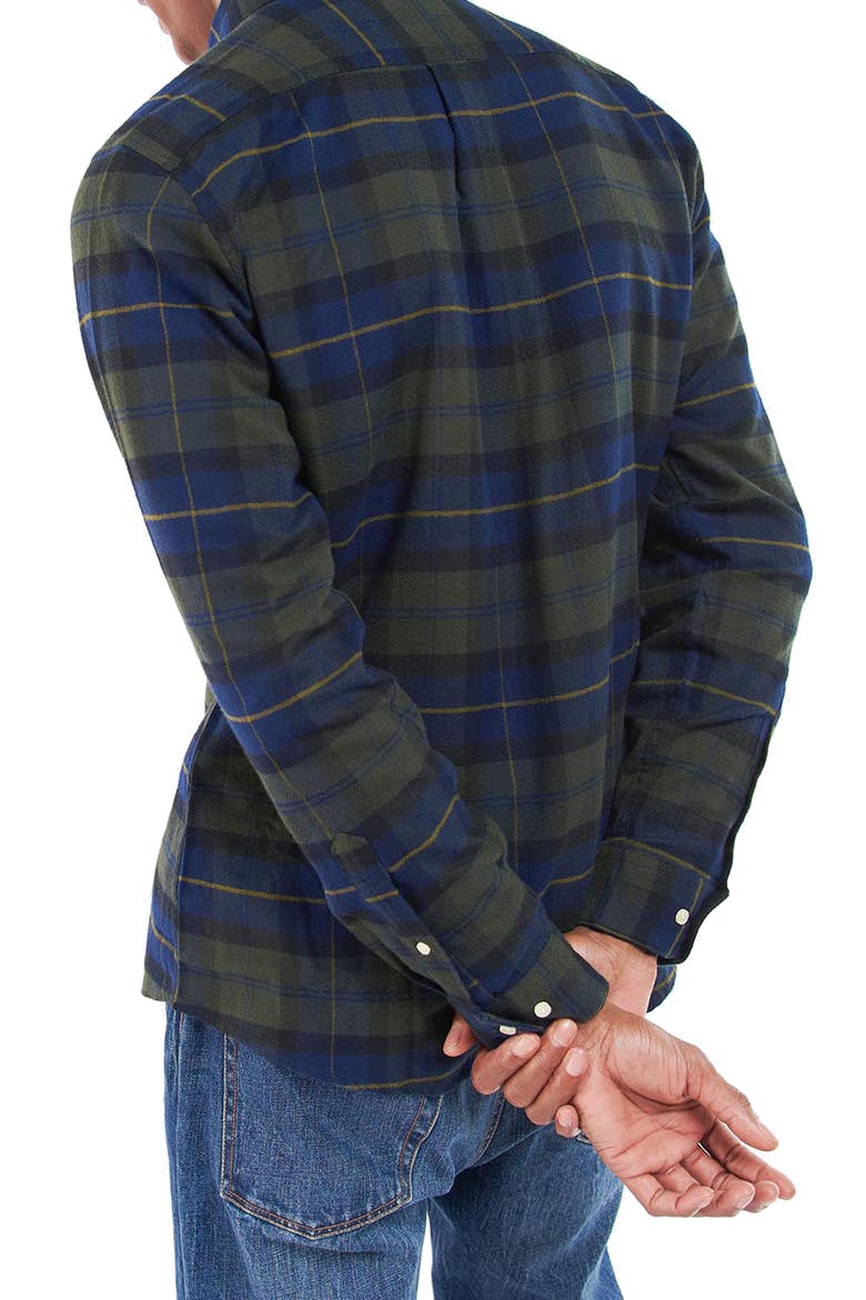 Kyeloch Tailored Fit Plaid Cotton Button-Down Shirt, Alternate, color, OLIVE NIGHT
