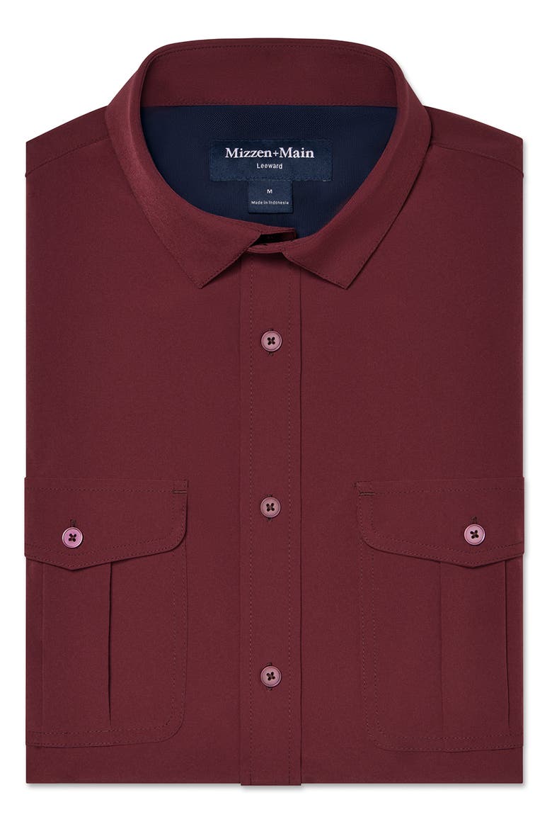 Leeward Tailgate Short Sleeve Performance Button-Up Shirt, Alternate, color, MAROON