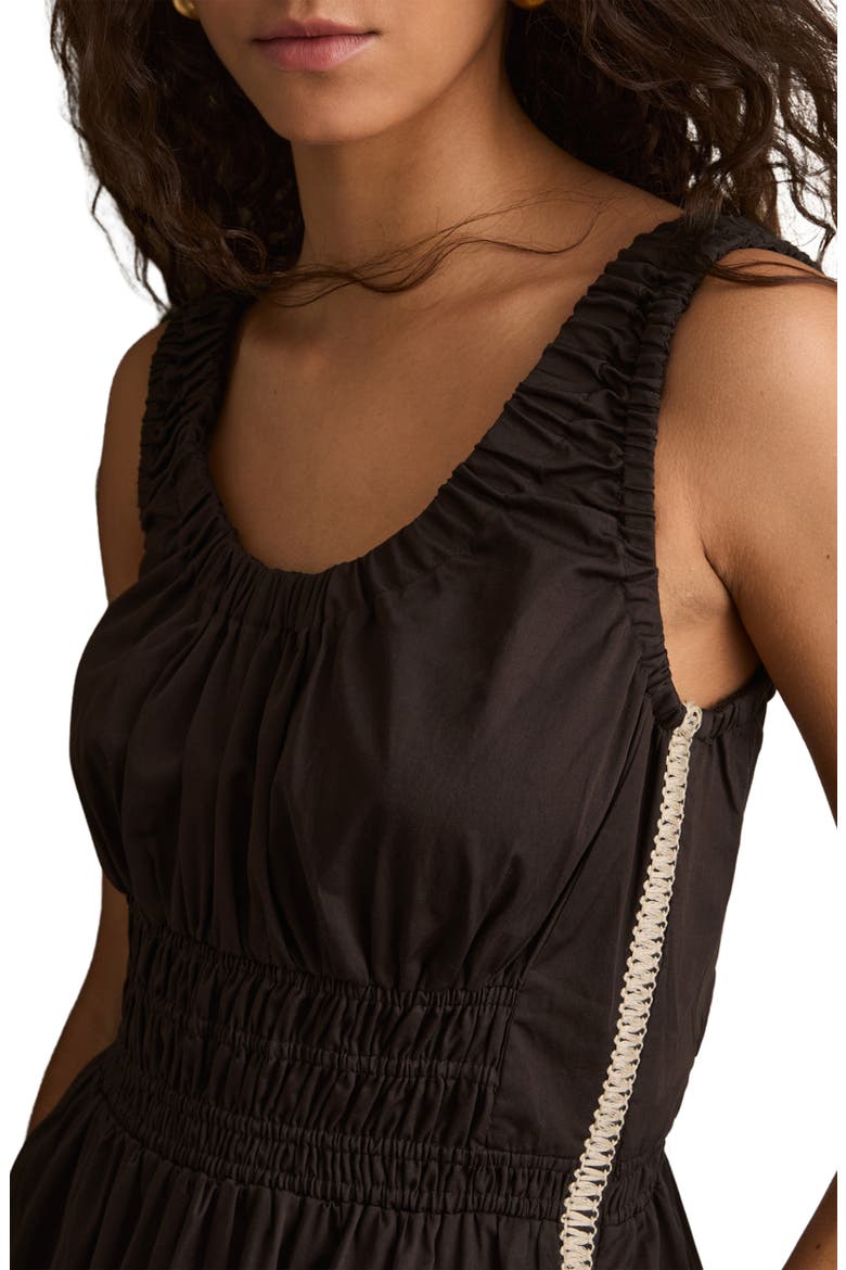 Anouk Side Stripe Smock Waist Cotton Dress, Alternate, color, BROWN