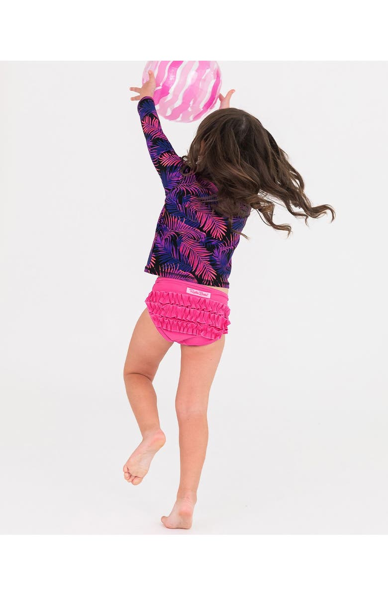 RuffleButts Girls UPF50+ Long Sleeve Zipper Rash Guard 2-Piece, Alternate, color, 