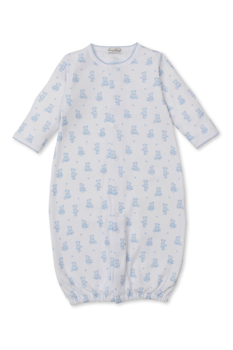 Teddy Bear Print Convertible Pima Cotton Gown, Main, color, LIGHT BLUE