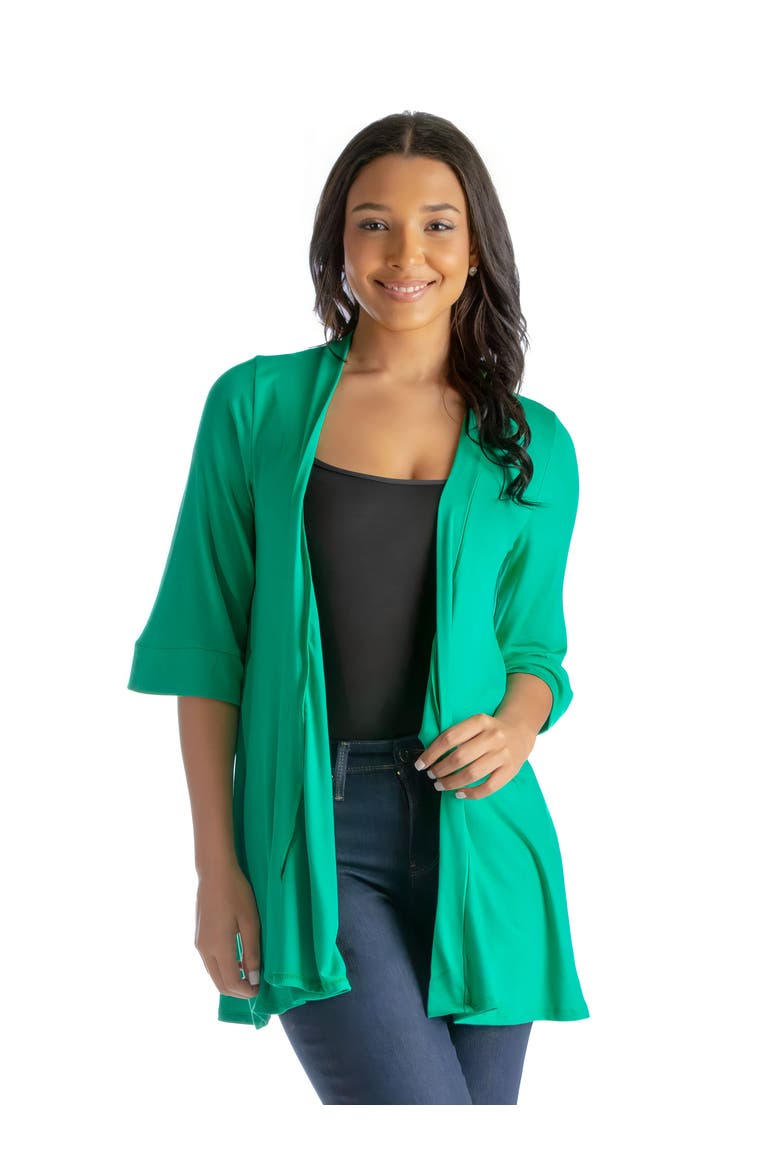 Open Front Elbow Length Sleeve Cardigan, Main, color, Grass
