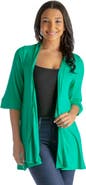 24seven Comfort Apparel Open Front Elbow Length Sleeve Cardigan