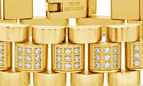 Sterling Forever Cz Accent Watch Chain Bracelet In Gold