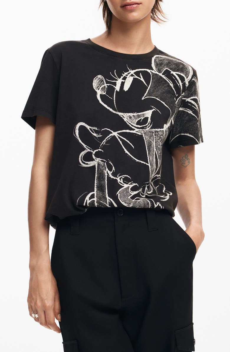 Desigual Minnie Mouse Drawing Cotton Graphic T-Shirt, Main, color,