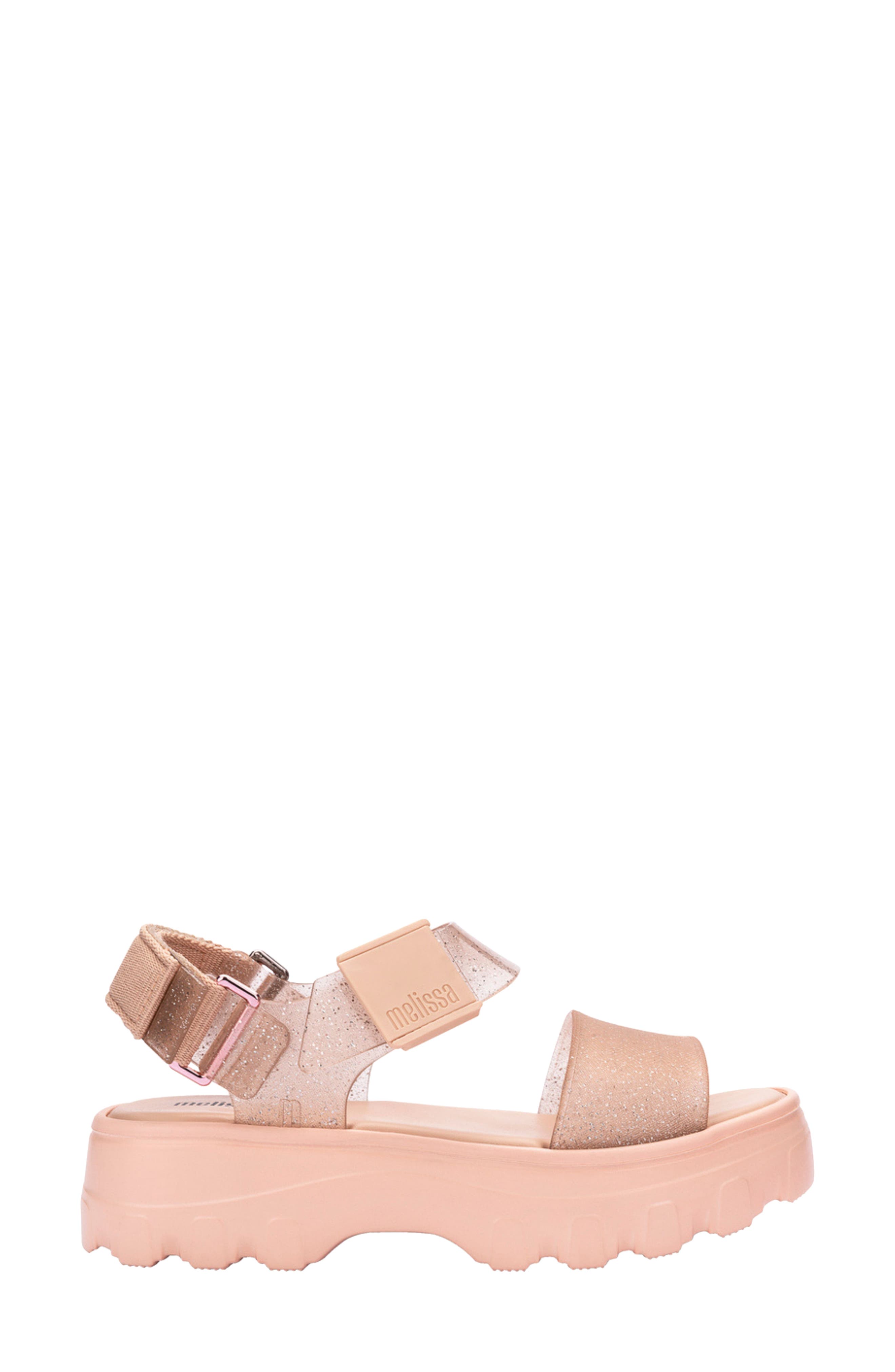 Melissa Kick Off Platform Sandal, Alternate, color, Beige Glitter
