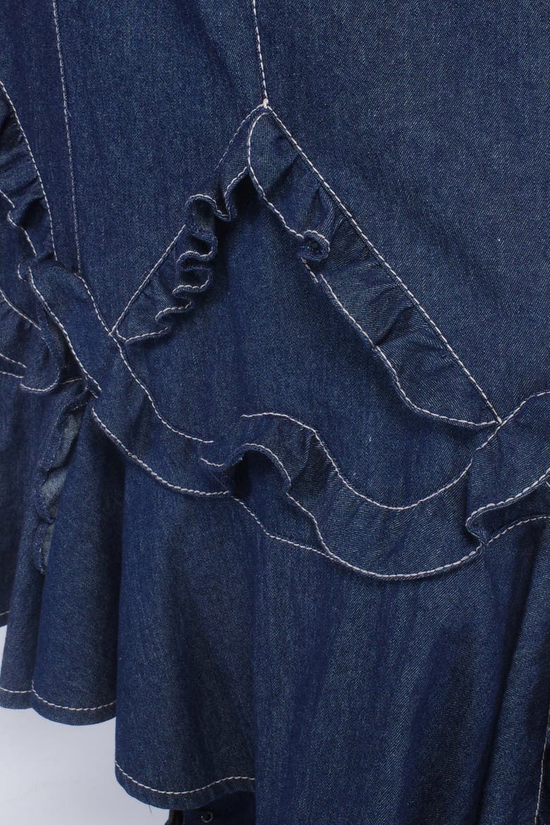 Denim Ruffle Maxi Skirt, Alternate, color, Denim