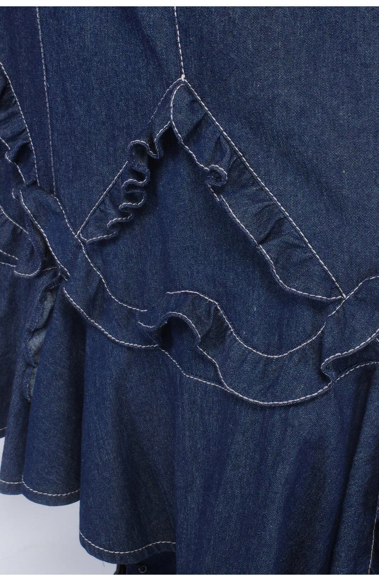 Anna Sui Denim Ruffle Maxi Skirt, Alternate, color, Denim