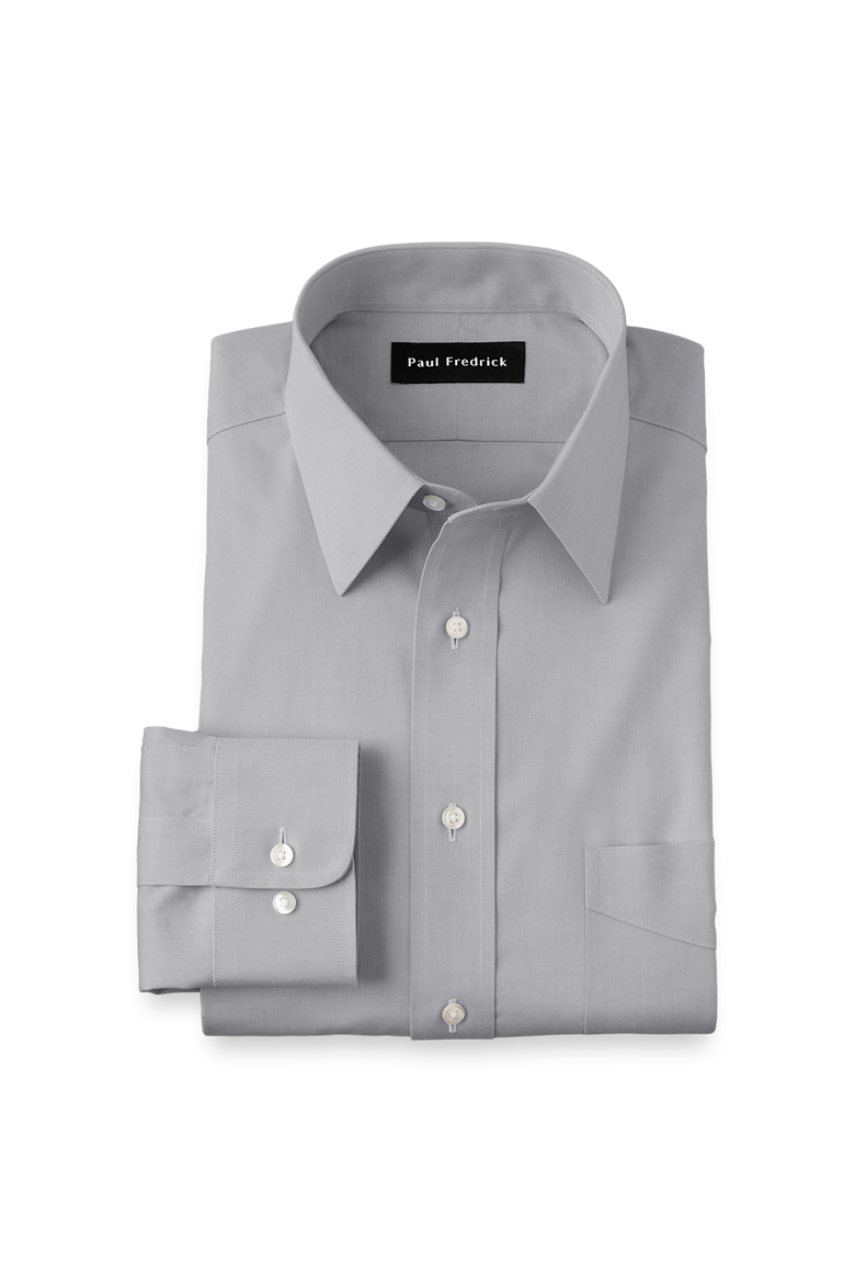 Non-Iron Cotton Pinpoint Solid Point Collar Dress Shirt