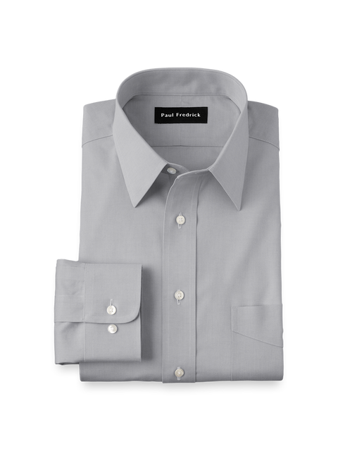 Non-iron Cotton Pinpoint Solid Point Collar Dress Shirt