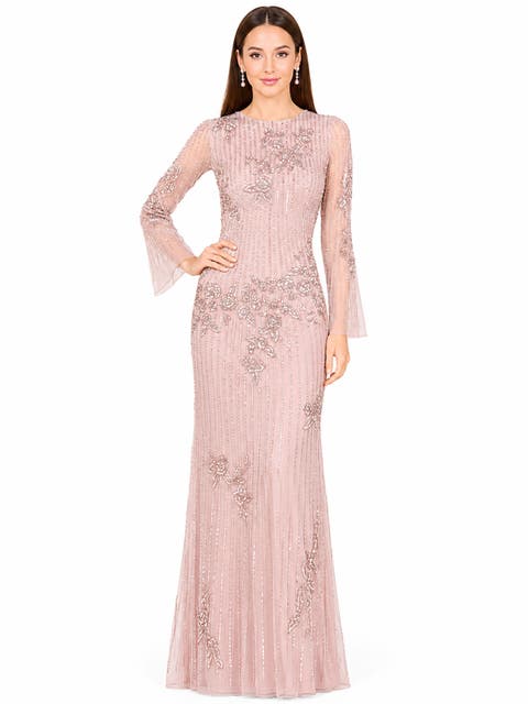Beaded Faux-Wrap V-Neck Bridal Gown