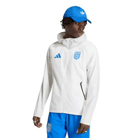 Men's adidas  White San Diego FC Tiro Travel Full-Zip Hooded Windbreaker
