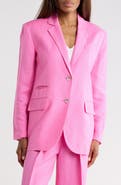 Kenneth Cole Two-Button Linen Blend Boyfriend Blazer