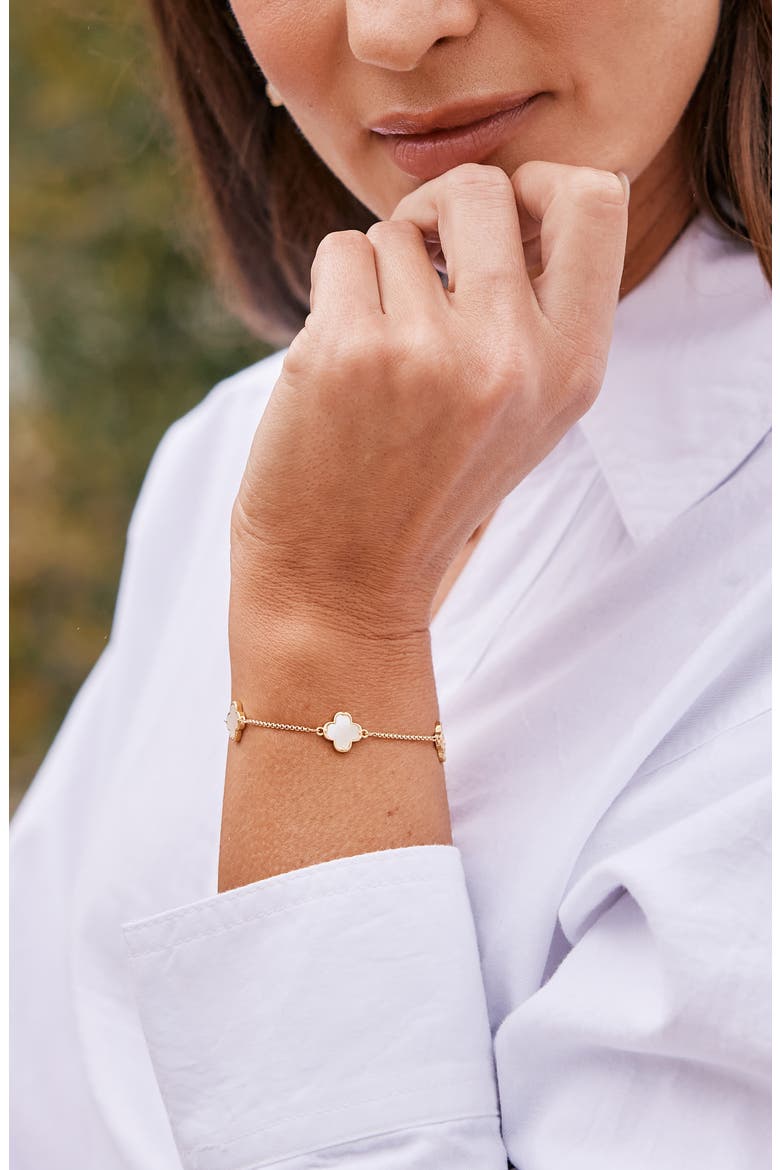 Chatham Mother-of-Pearl Clover Station Bracelet, Alternate, color, GOLD