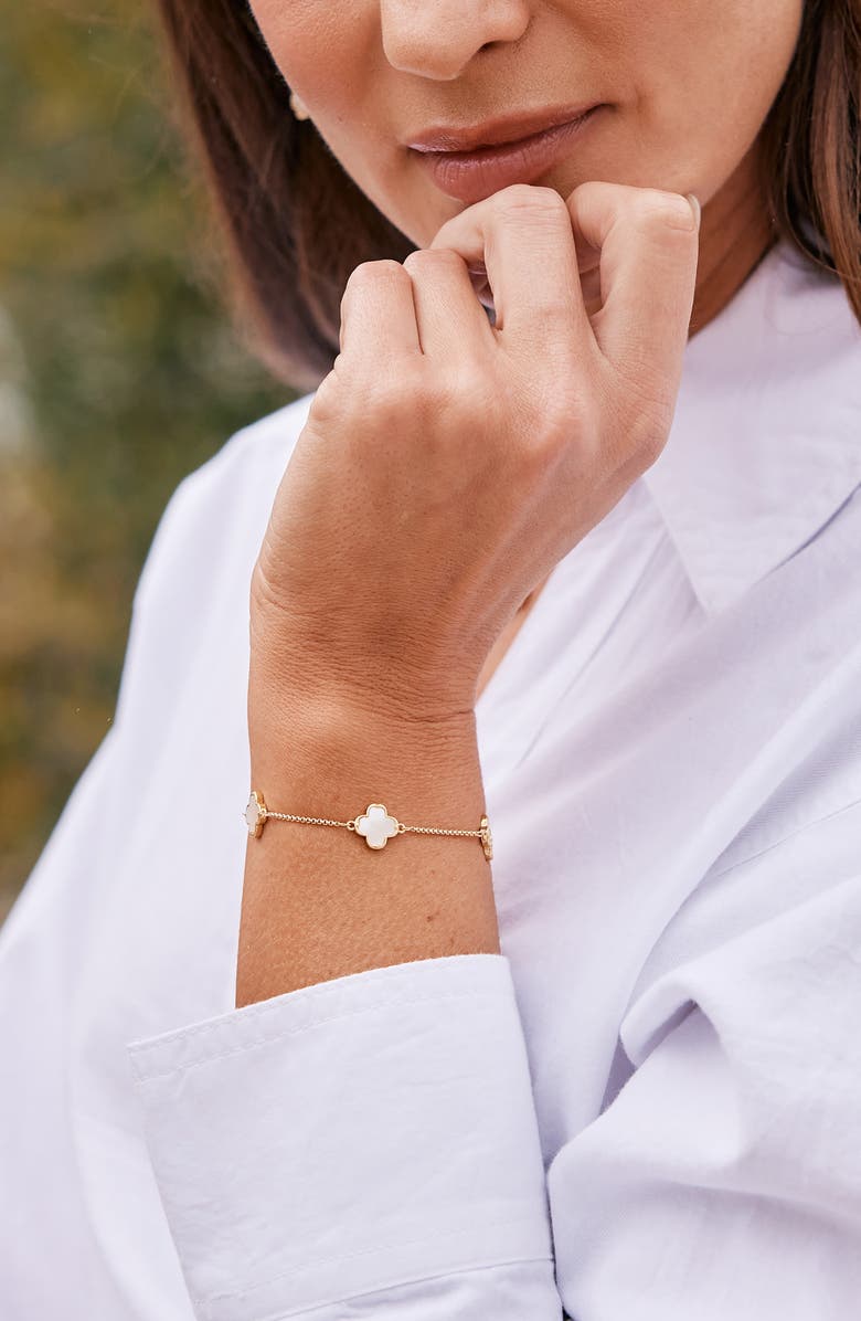 Brook and York Chatham Mother-of-Pearl Clover Station Bracelet, Alternate, color, Gold