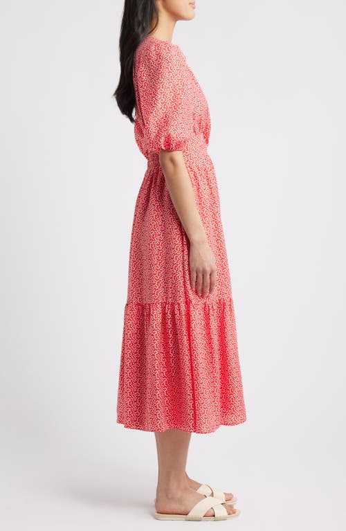 CASLONR CASLON(R) TWIST DETAIL ALLOVER PRINT MIDI DRESS