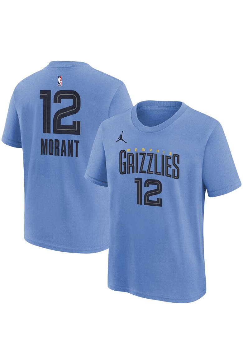 Youth Jordan Brand Ja Morant Light Blue Memphis Grizzlies Statement Edition Name & Number Player T-Shirt, Main, color, Light Blue