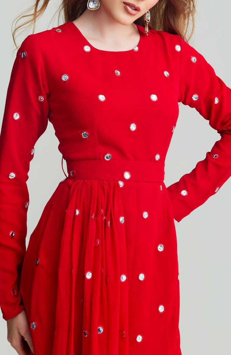 holiCHIC Kaia Long Sleeve Minidress with Removable Drape Belt, Alternate, color, Red