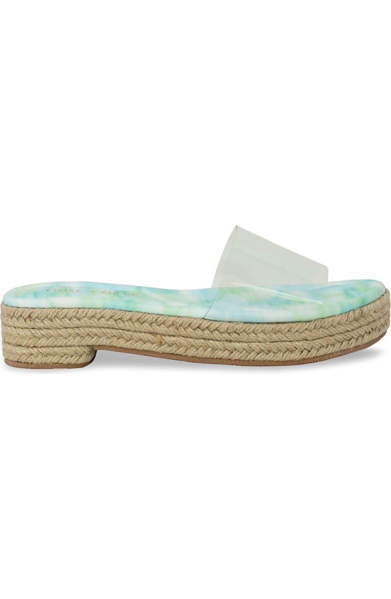 CHASE AND CHLOE Clear Platform Slide Sandal, Alternate, color, Clear/ Green Tie Dye