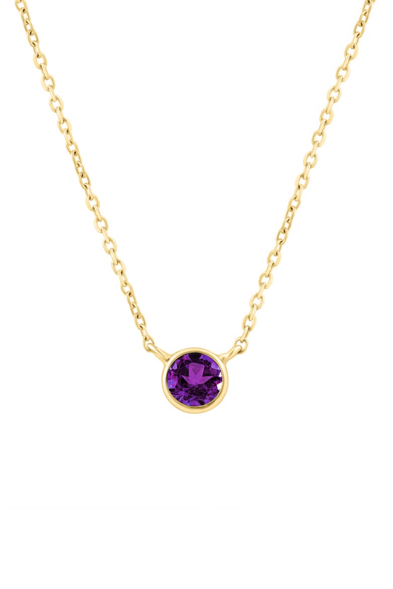 Goldtone Plated Amethyst Bezel Pendant Necklace, Alternate, color, PURPLE
