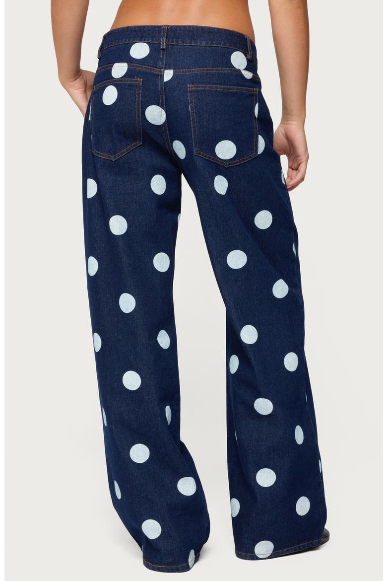 Leyah Polka Dot Low Rise Wide Leg Jeans, Alternate, color, DARK-BLUE