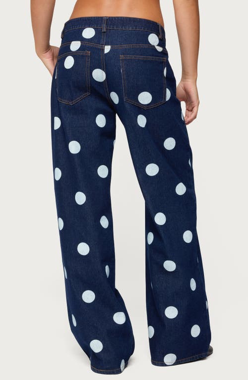 Edikted Leyah Polka Dot Low Rise Wide Leg Jeans In Blue