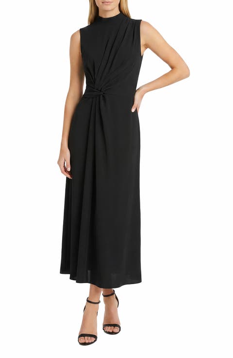 Pleated Sleeveless A-Line Dress