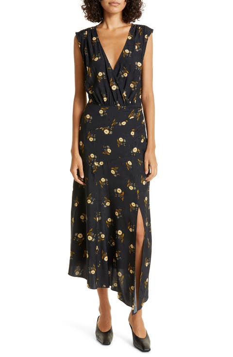 Wixson Floral Geo Jacquard Silk Blend Dress