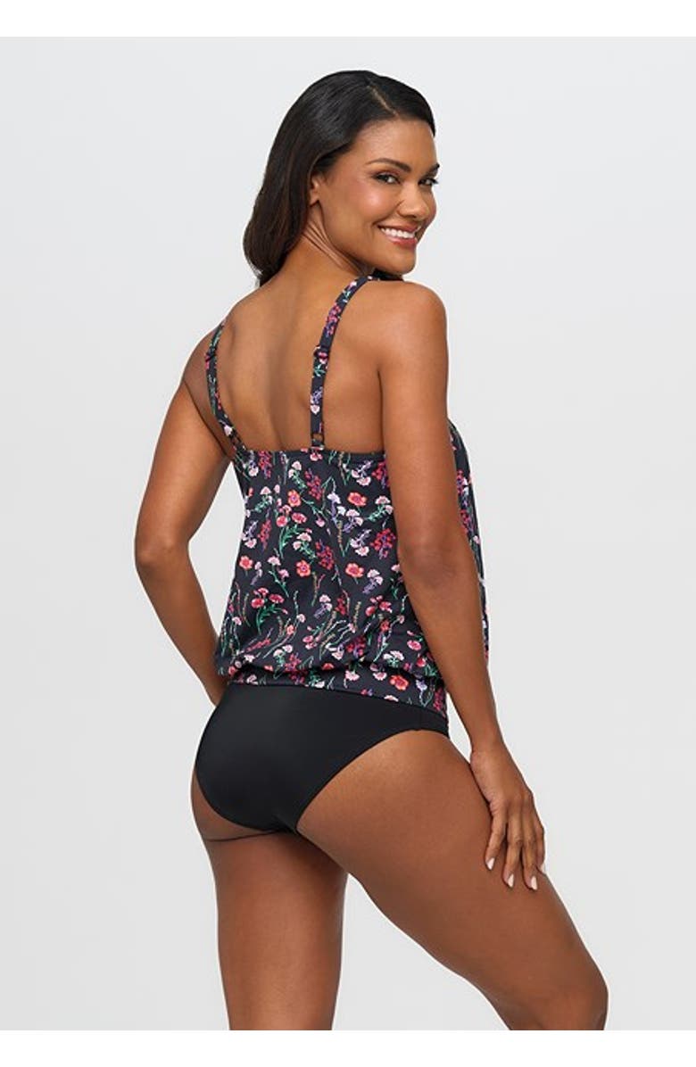 LASCANA Floral Tankini Top, Alternate, color, Black Multi