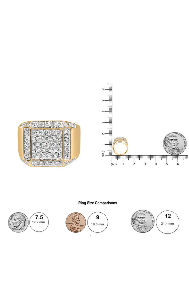Men's 10K Yellow Gold 2 1/8 Ctw Diamond  Composite Cluster Cocktail Ring Band, Alternate, color, Yellow Gold