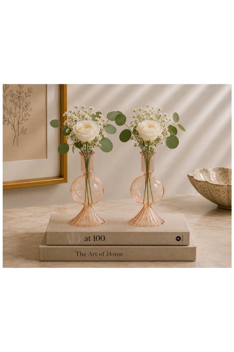 Treviso Bulb Set of 2 Vases, Alternate, color, PEACH/ PURPLE