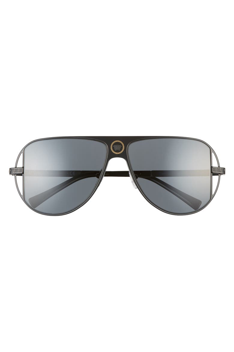 57mm Pilot Aviator Sunglasses, Alternate, color, MATTE BLACK