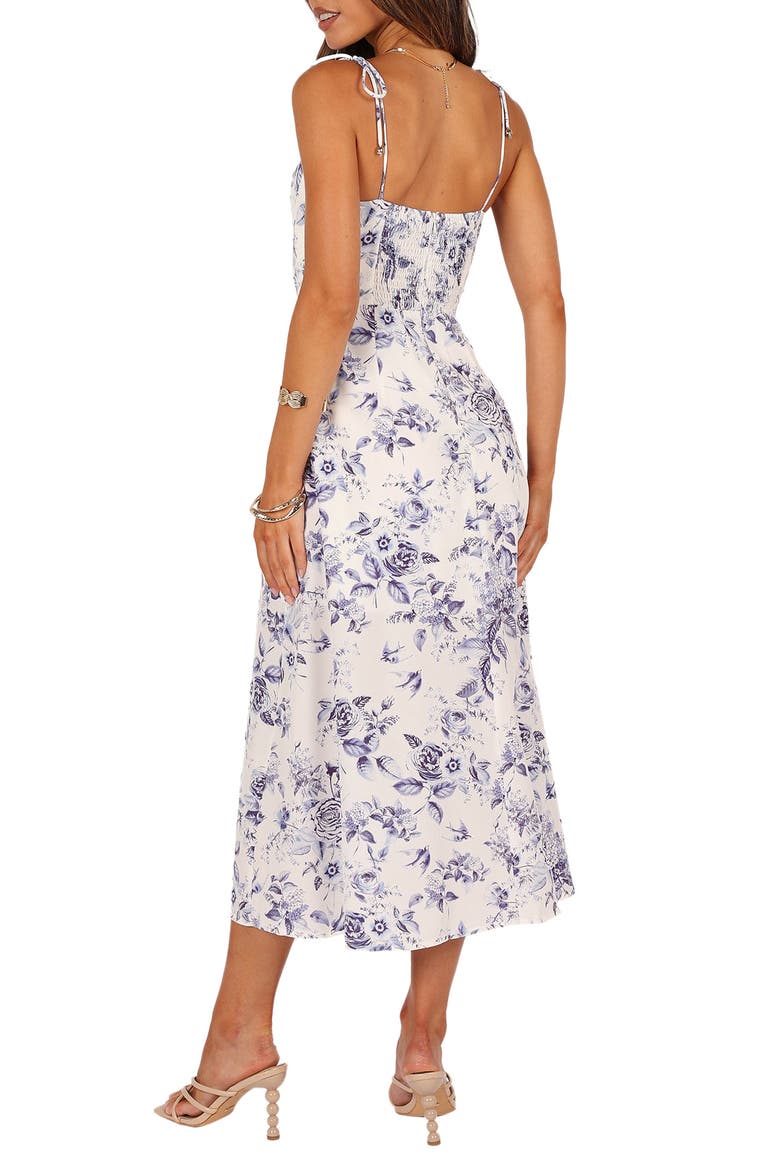 Azelia Floral Tie Strap Midi Dress, Alternate, color, BLUE FLORAL