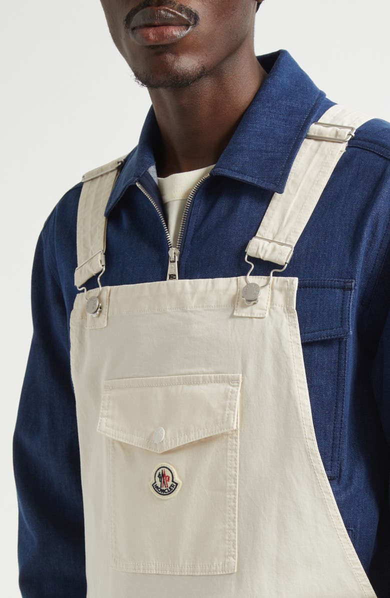 Moncler Stretch Denim Carpenter Overalls, Alternate, color, 